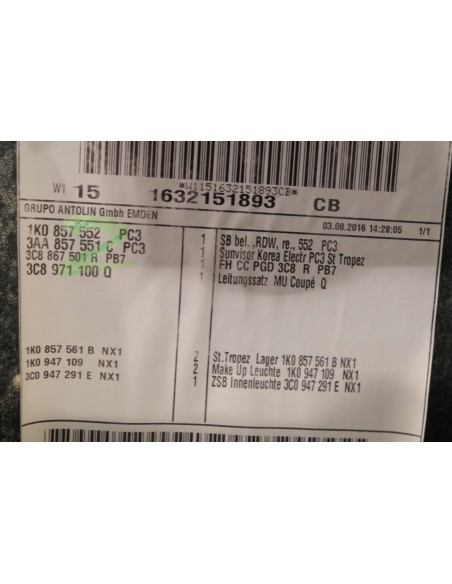 VW CC LIFT PODSUFITKA 3C8867501