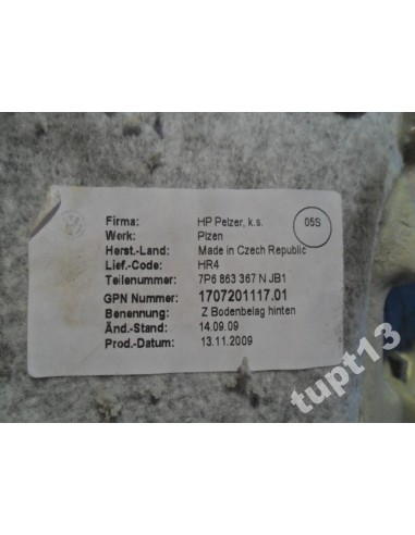 VW TOUAREG 2010-14R DYWAN WYKŁADZINA WNĘTRZA